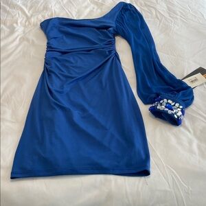 Ruby Rox Vibrant Blue One-Shoulder Dress